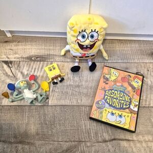 Spongebob Bundle/lot Toys Plush Spongebob Collectors Plush. Figures Dvd